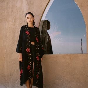 Bali Floral Kimono in Black